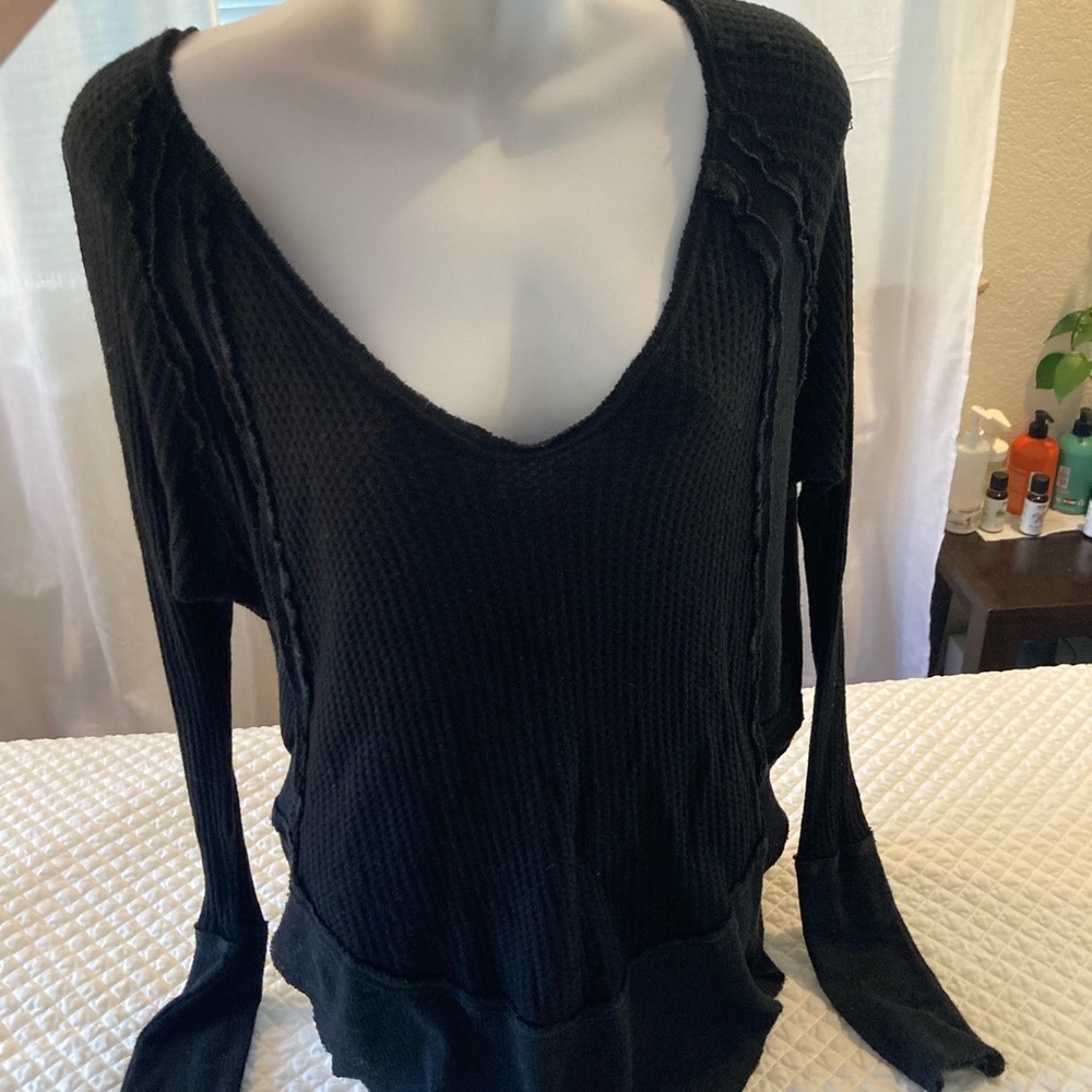 We The Free Black waffle long sleeve size small